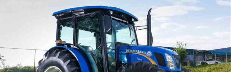 Vidro de cabine de trator agrícola com alta resistência operando no campo